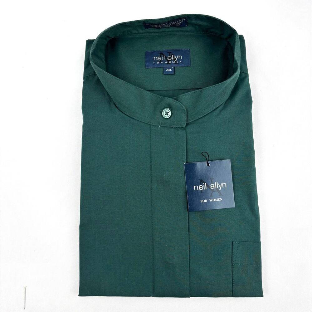 NWT Neil Allyn Women's Green Button Down Shirt Long Sleeve Uniform Shirt, 2XL